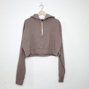 Adyn  zipper boxy crop  cotton hoodie O/S
